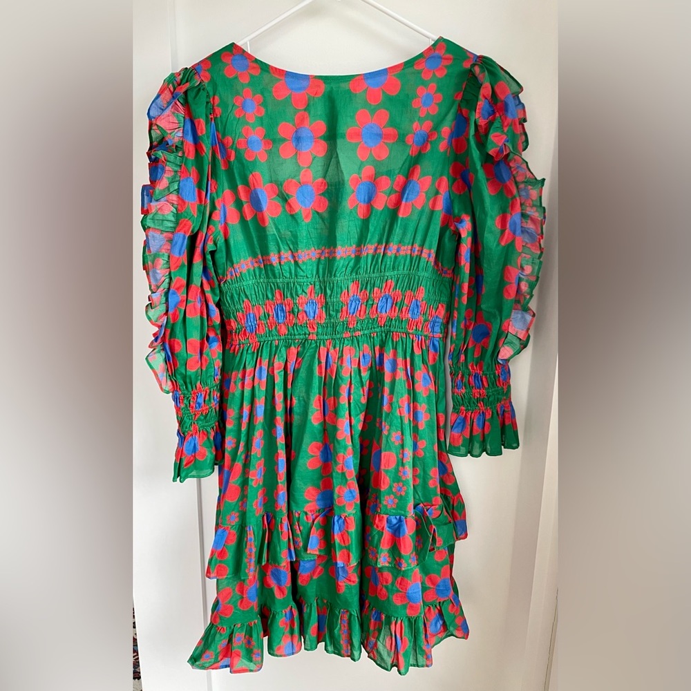 Cynthia Rowley Spencer Smocked Mini Ruffle Dress - Size M - Picture 4 of 7